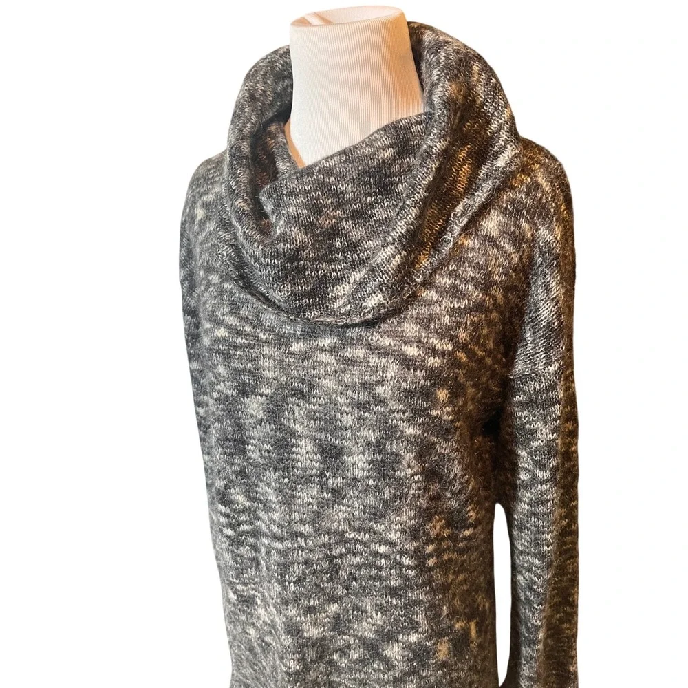 Anne Klein Gray Marled Mohair Blend Cowl Neck Sweater Women's L Soft Cozy‎ Knit